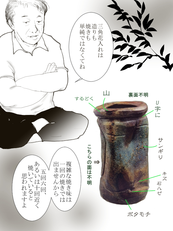 備前三角花入は作りも焼きも単純ではない
